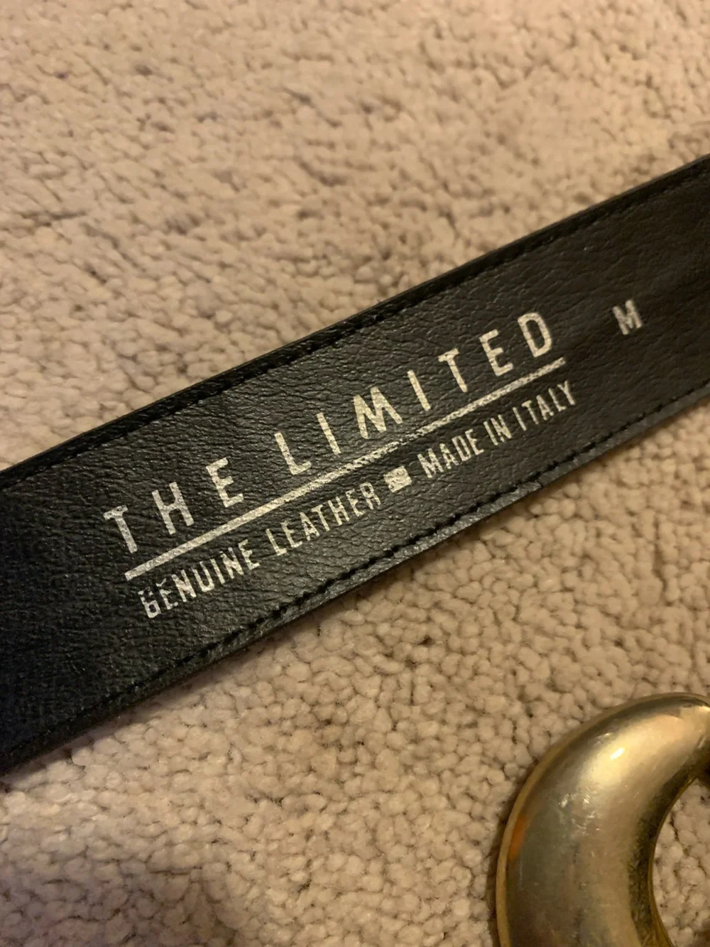 Vintage “The Limited” Made in Italy Black Leather Belt with Gold Buckle